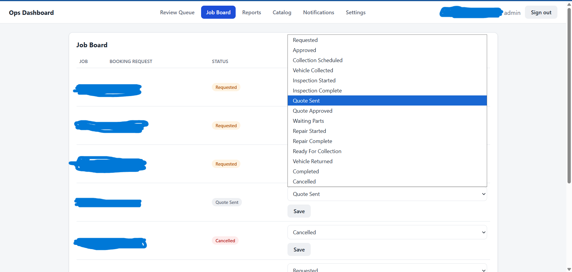 Booking platform job workflow