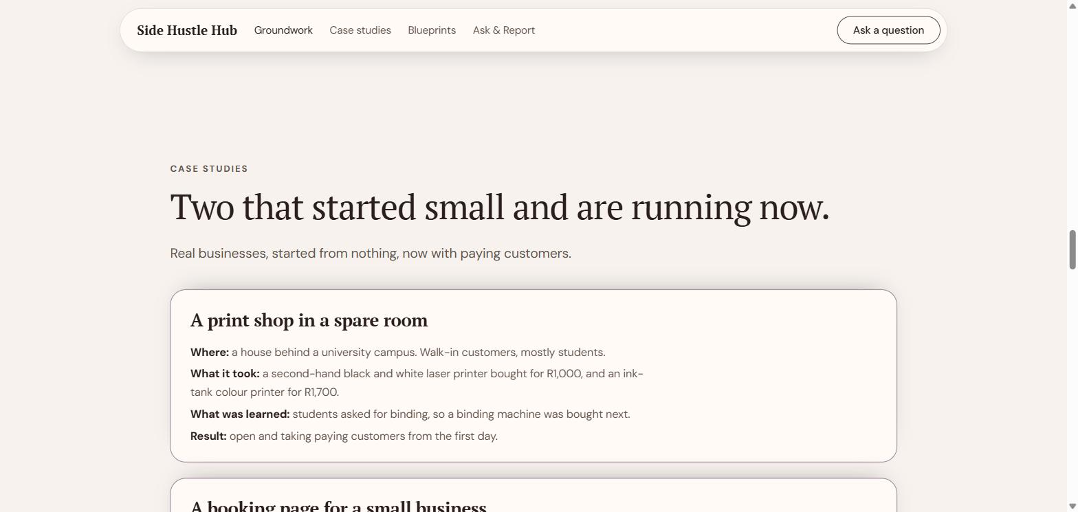 Side Hustle Hub case studies